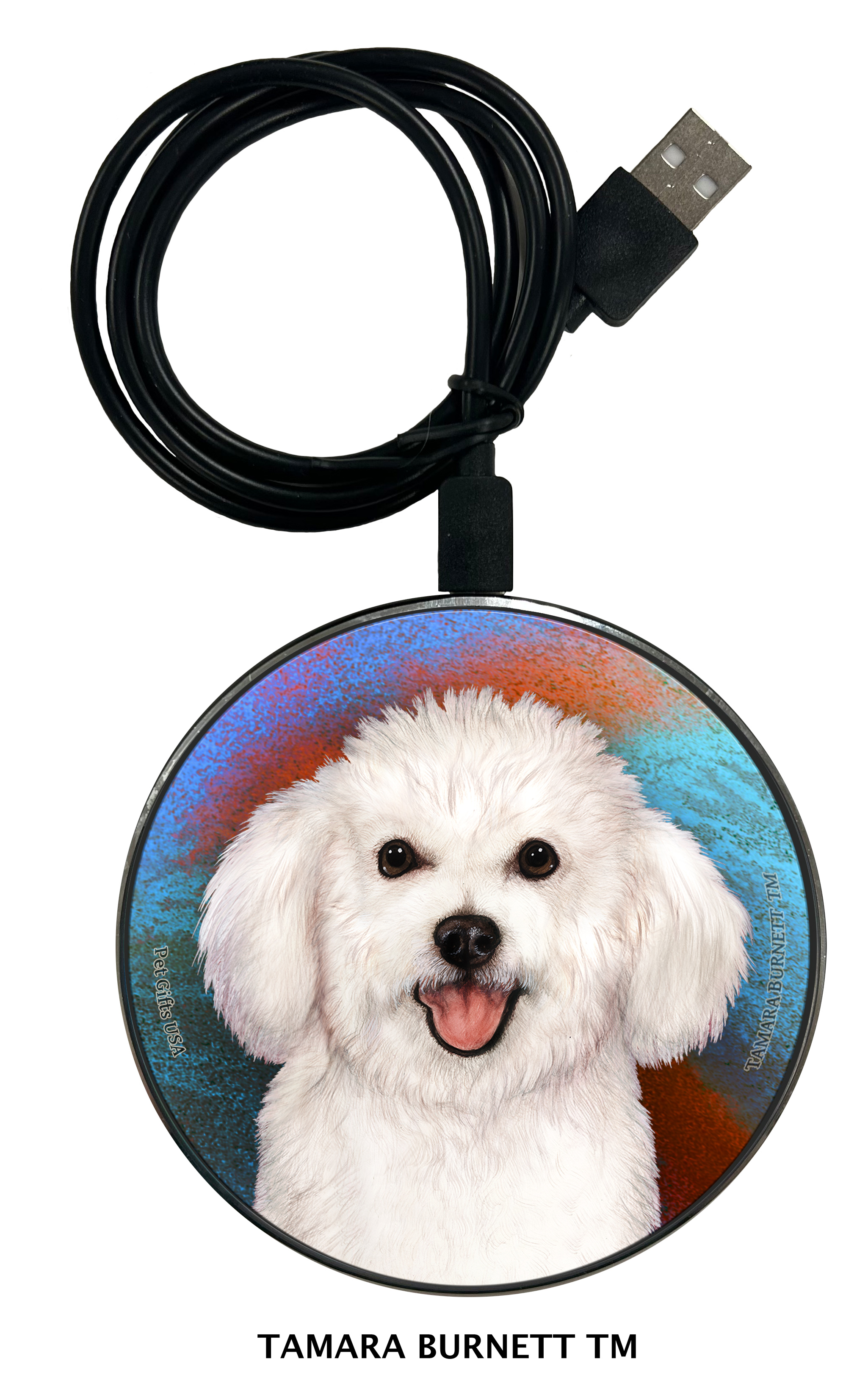 An image of product 29593 - Bichon Frise - Zoomies Phone Charger