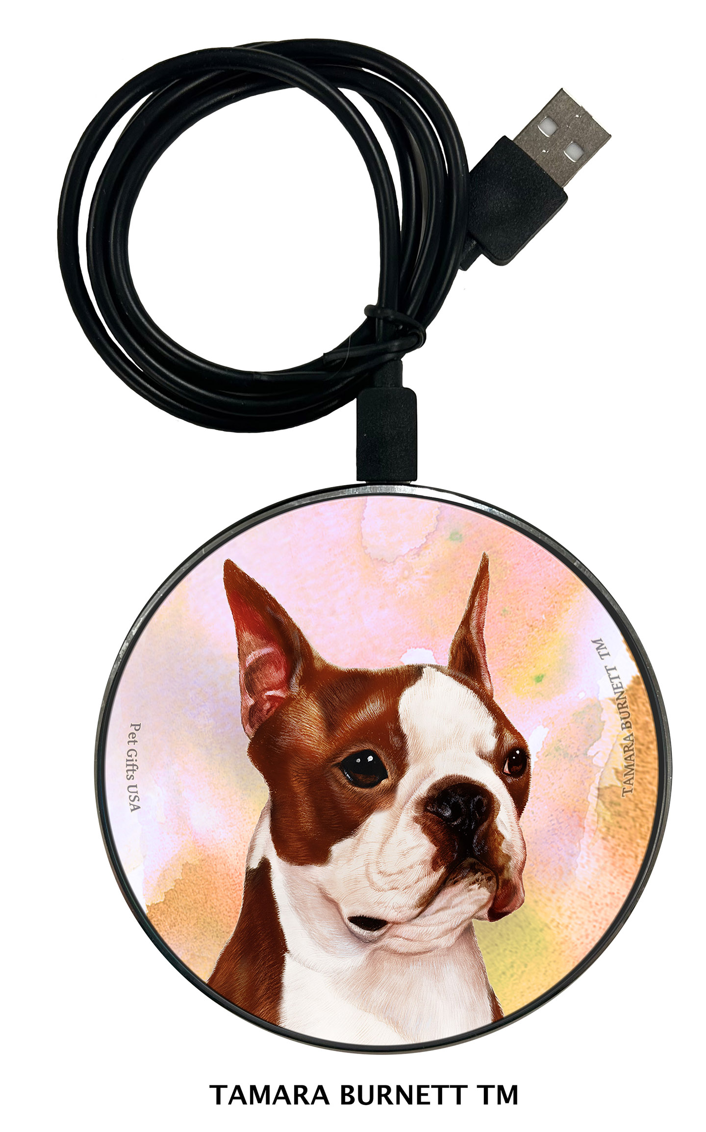 Boston Terrier Red and White - Zoomies Phone Charger image Boston Terrier Red and White - Zoomies Phone Charger image
