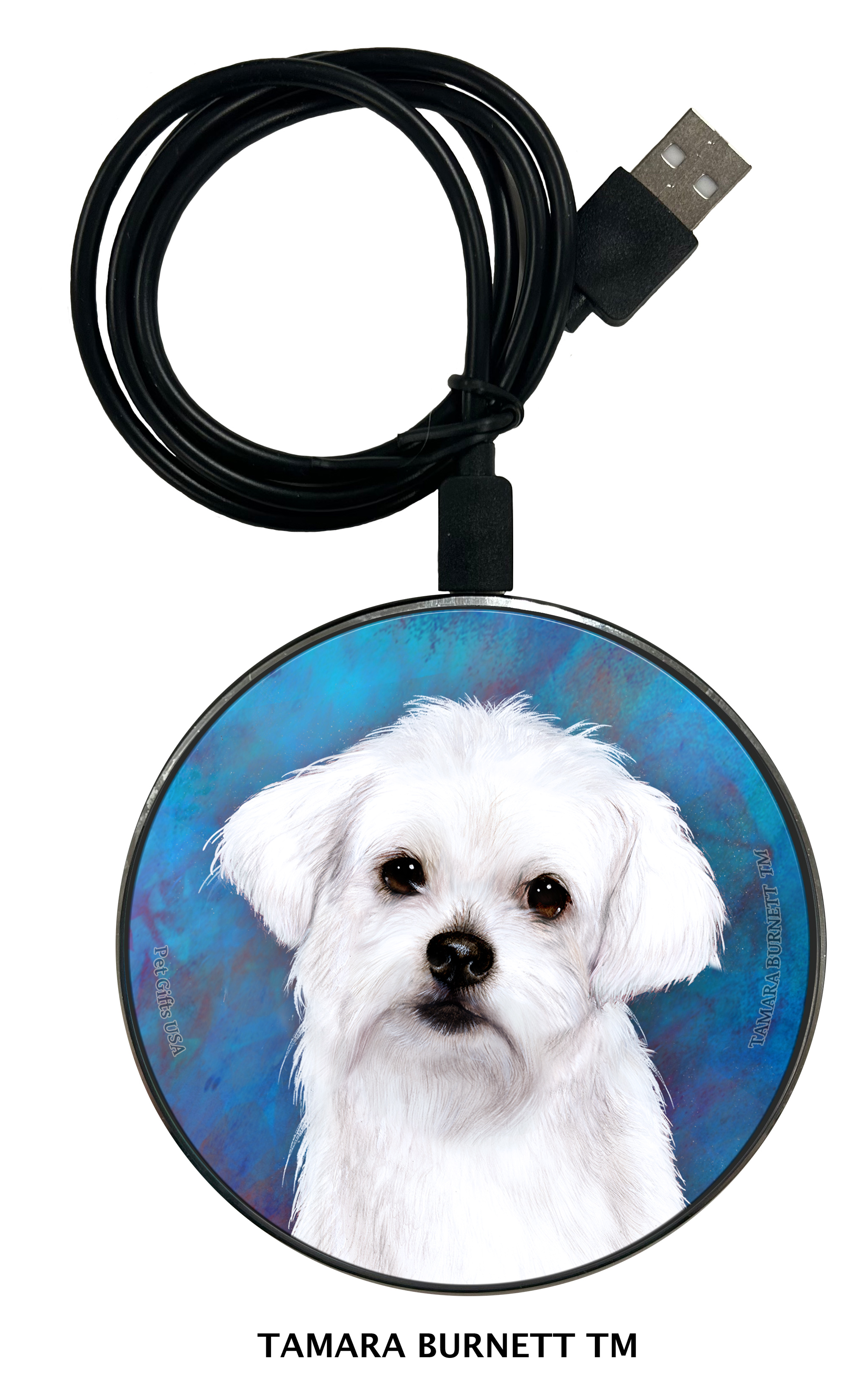 An image of product 30137 - Maltese Puppy Cut - Zoomies Phone Charger