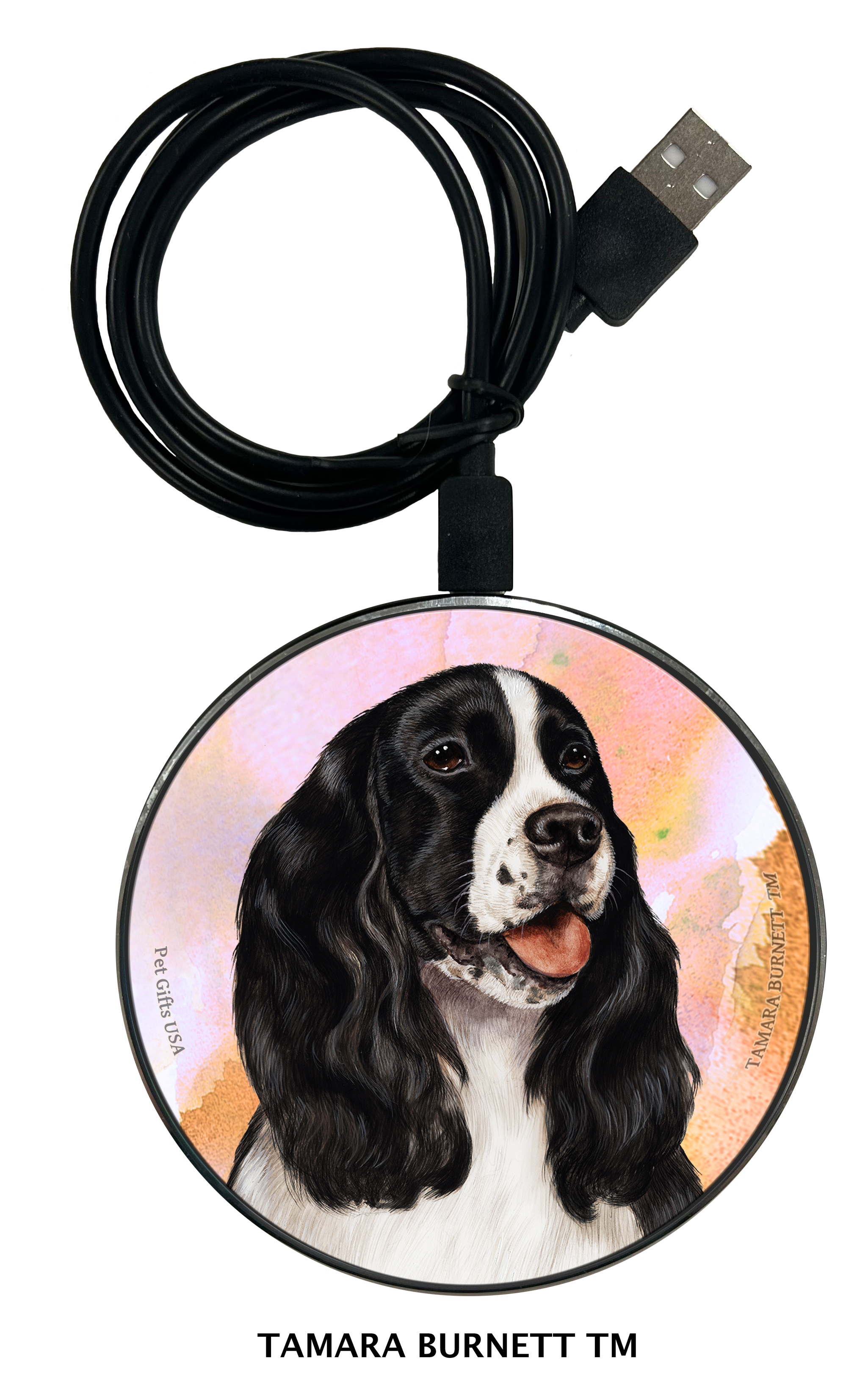 An image of product 30161 - Springer Spaniel Black - Zoomies Phone Charger