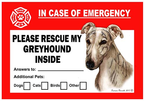 Greyhound Pet Savers - Emergency Cling image sized 500 x 348