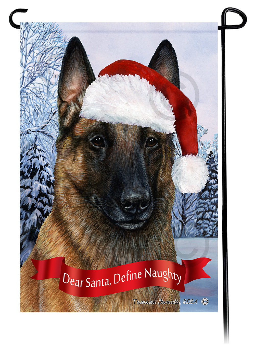 Belgian Malinois Fawn Dear Santa, Define Naughty - Garden Flag Image