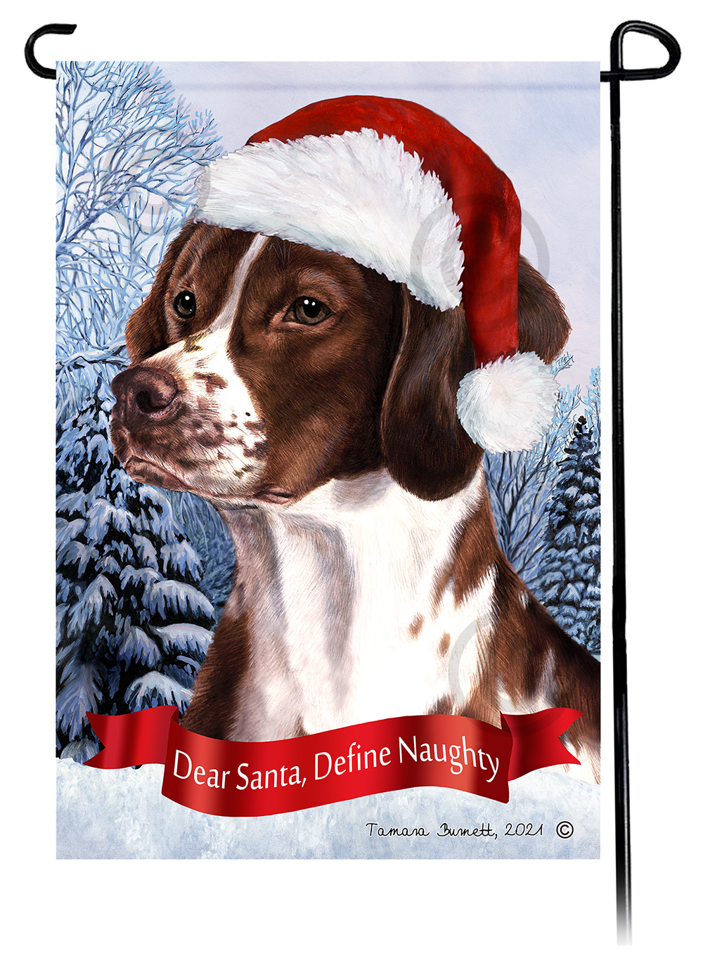 Brittany Spaniel Dear Santa, Define Naughty - Garden Flag Image