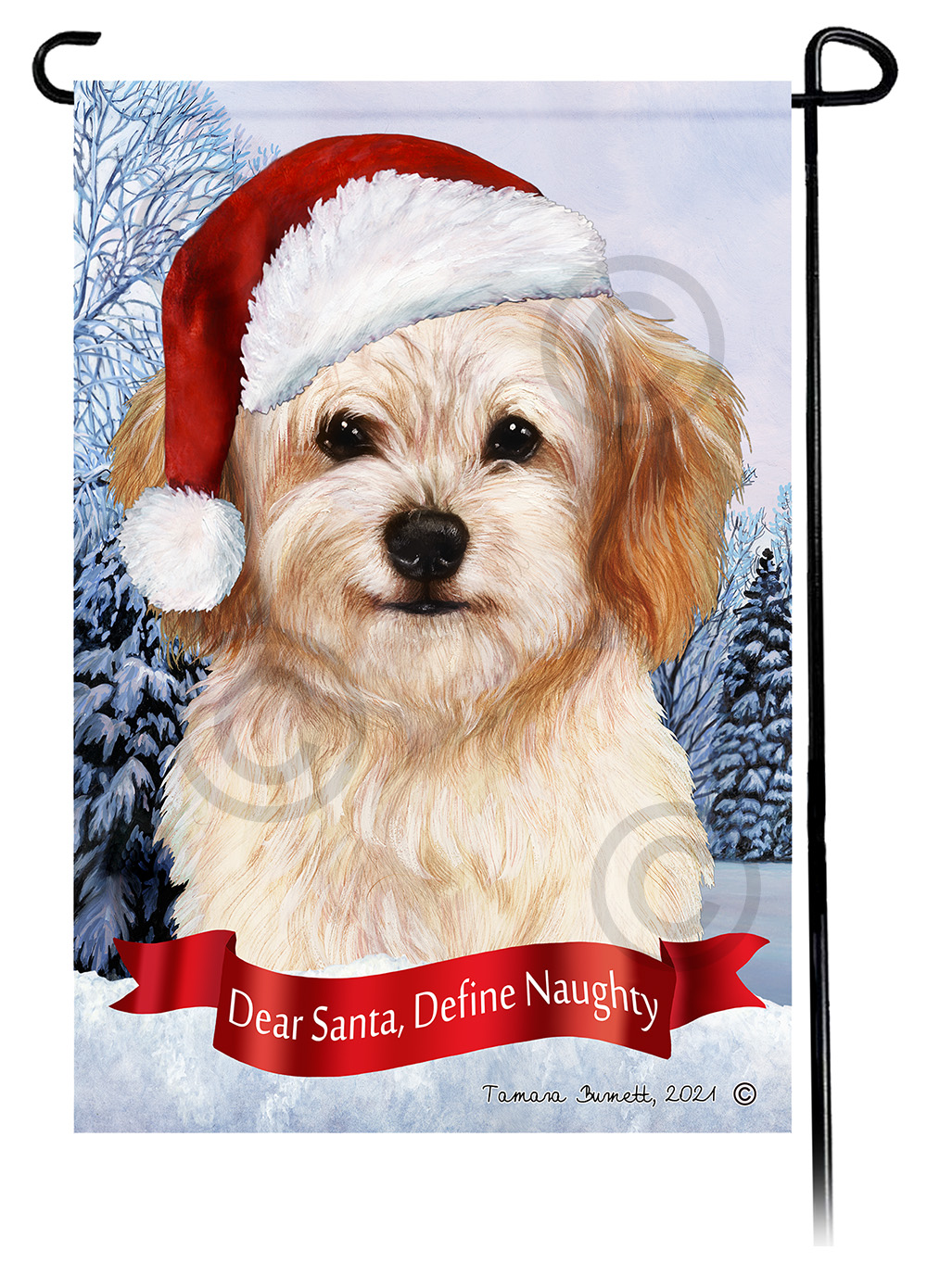 Cavachon Dear Santa, Define Naughty - Garden Flag image