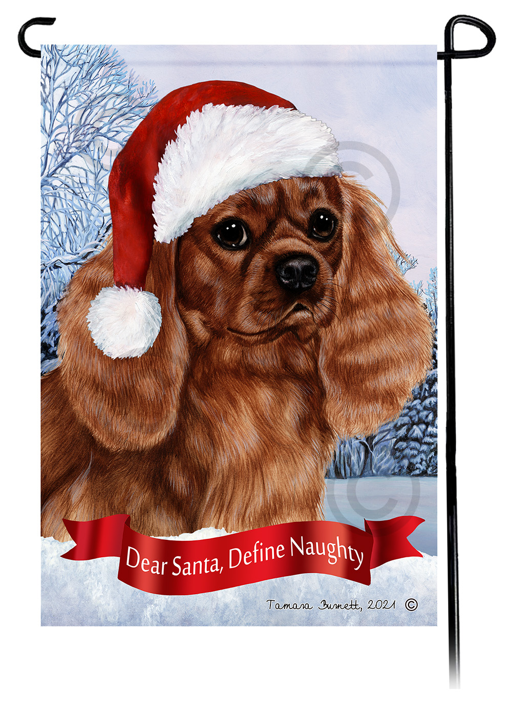 Cavalier Ruby Dear Santa, Define Naughty - Garden Flag image Cavalier Ruby Dear Santa, Define Naughty - Garden Flag image