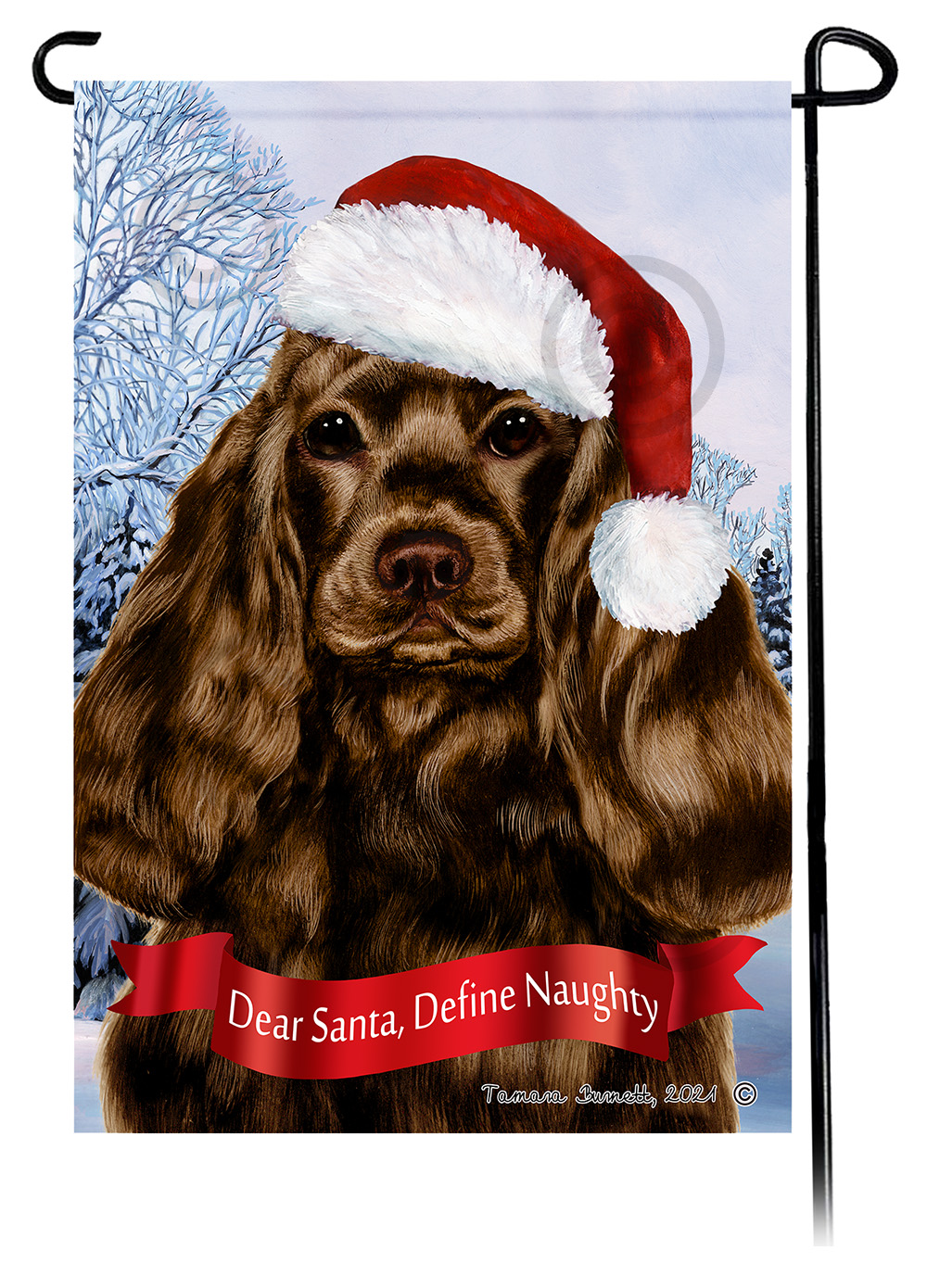 Cocker Spaniel Chocolate Dear Santa, Define Naughty - Garden Flag Image