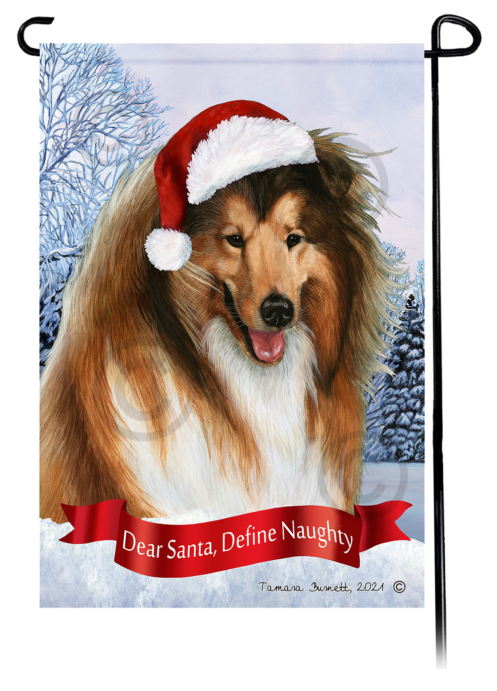 Collie Sable Dear Santa, Define Naughty - Garden Flag Image Collie Sable Dear Santa, Define Naughty - Garden Flag Image
