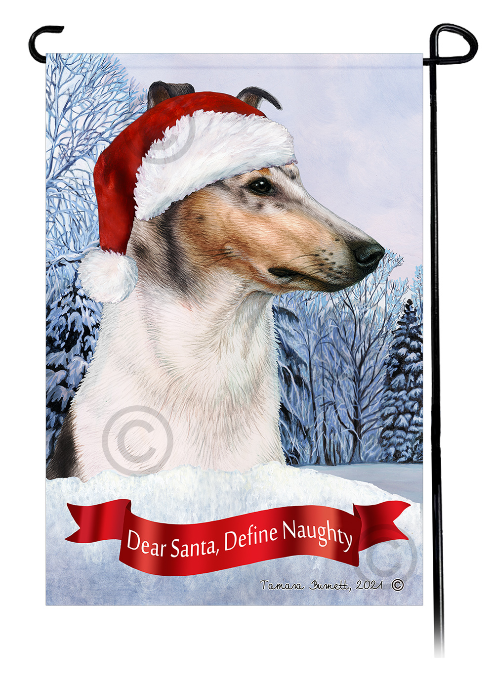 Smooth Collie Blue Merle Dear Santa, Define Naughty - Garden Flag image