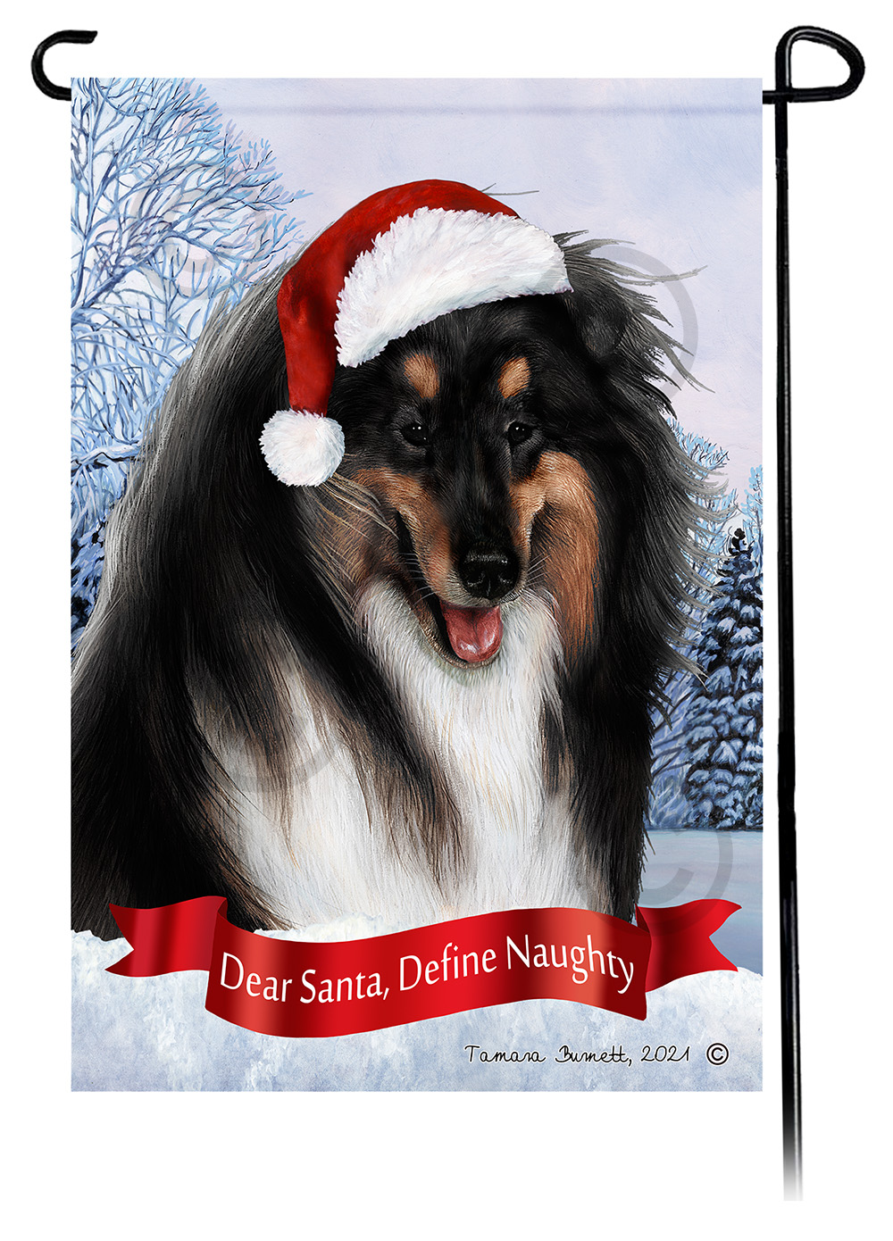 Collie Tri Color Dear Santa, Define Naughty - Garden Flag Image Collie Tri Color Dear Santa, Define Naughty - Garden Flag Image