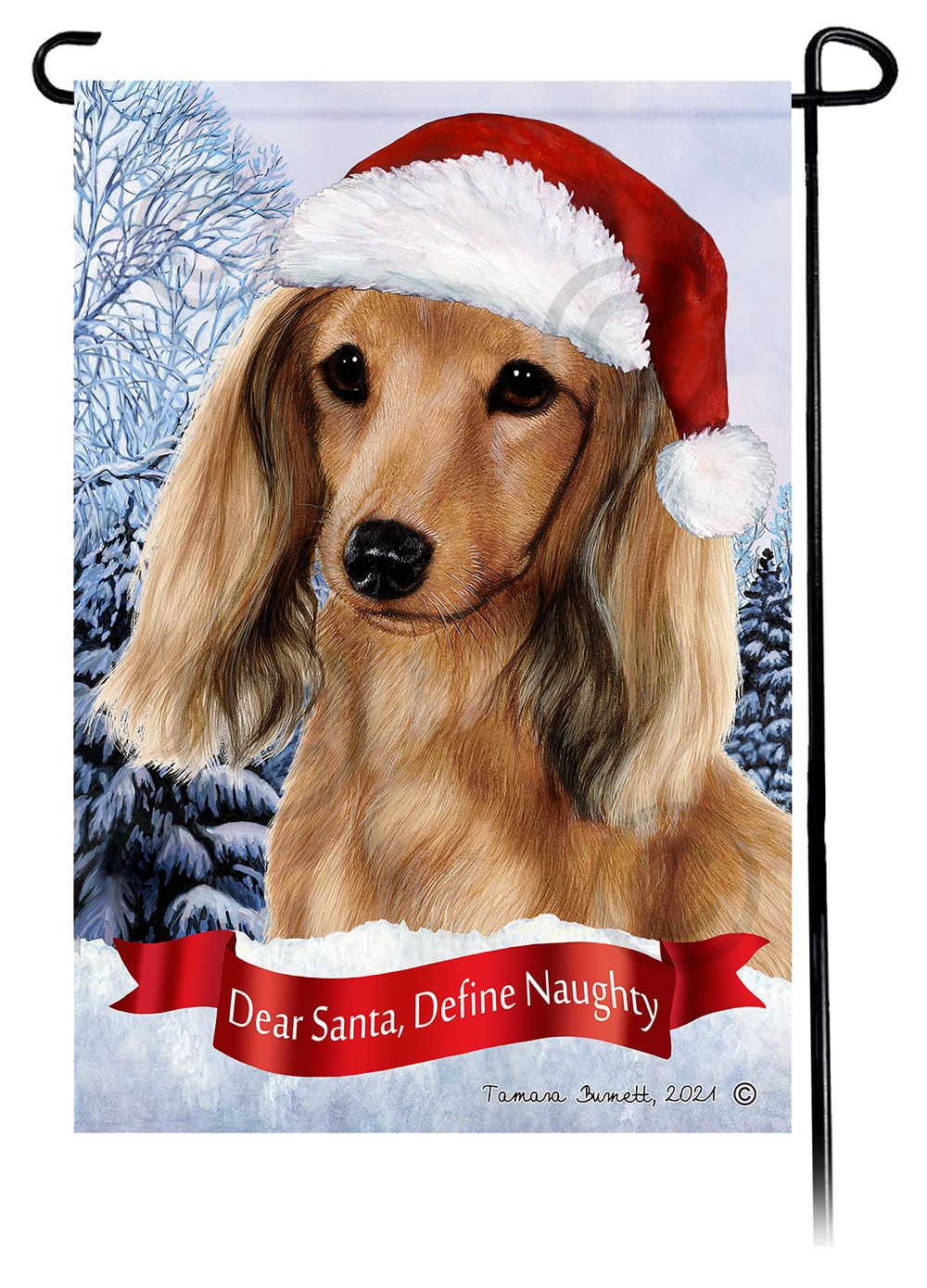 Dachshund LH Cream Dear Santa Define Naughty Garden Flag Pet Gifts USA dachshund-lh-cream-dear-santa-define-naughty-garden-flag-pet-gifts-usa