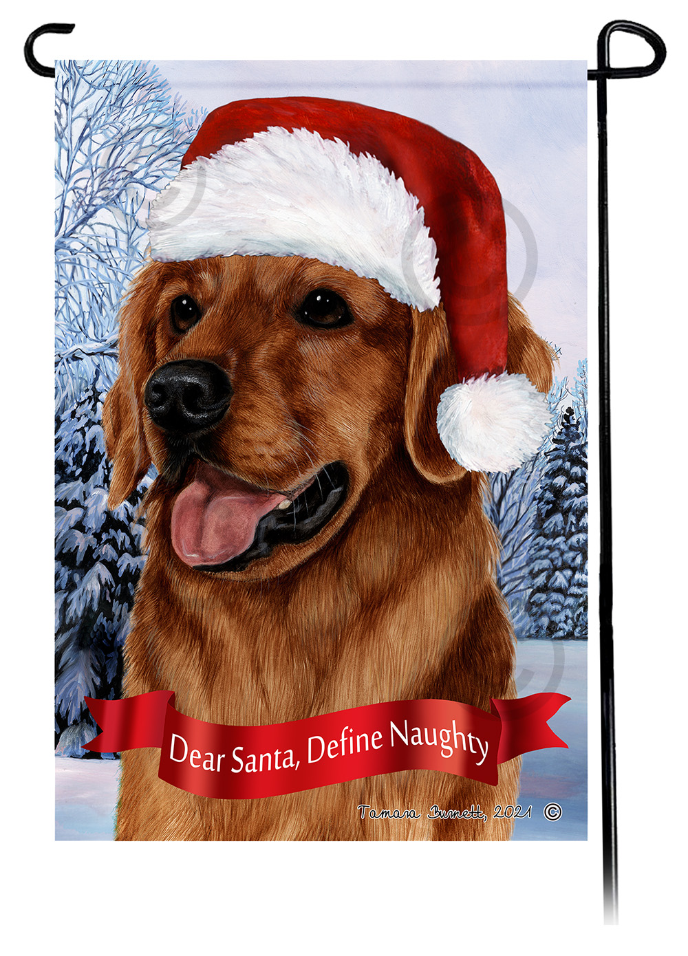 Golden Retriever Red Dear Santa, Define Naughty - Garden Flag image