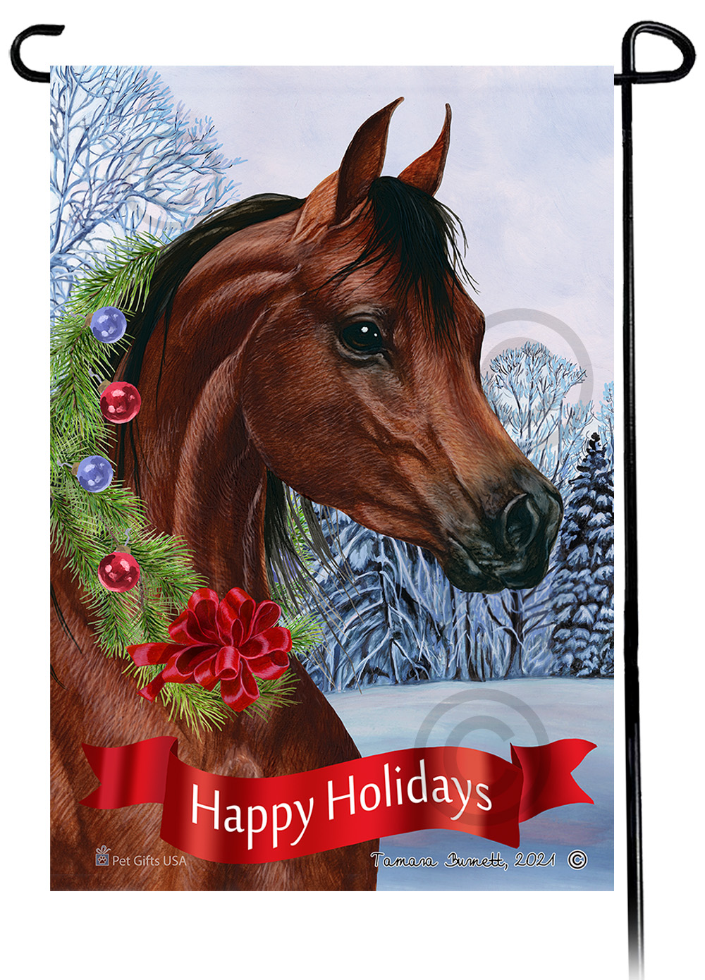 Arabian Horse Bay Dear Santa, Define Naughty - Garden Flag image