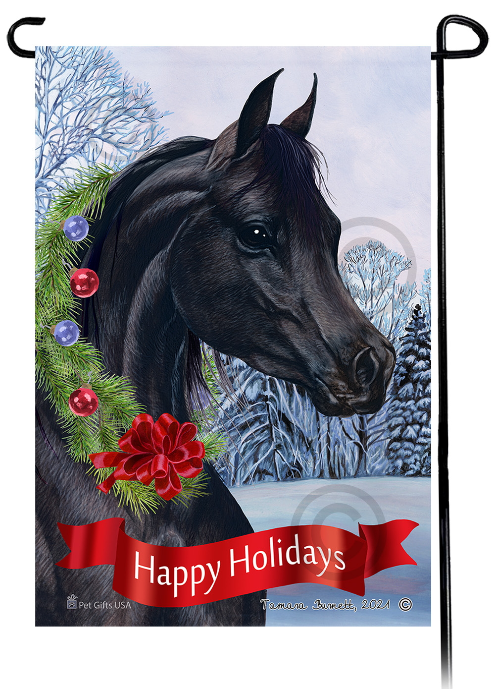 Arabian Horse Black Dear Santa, Define Naughty - Garden Flag image