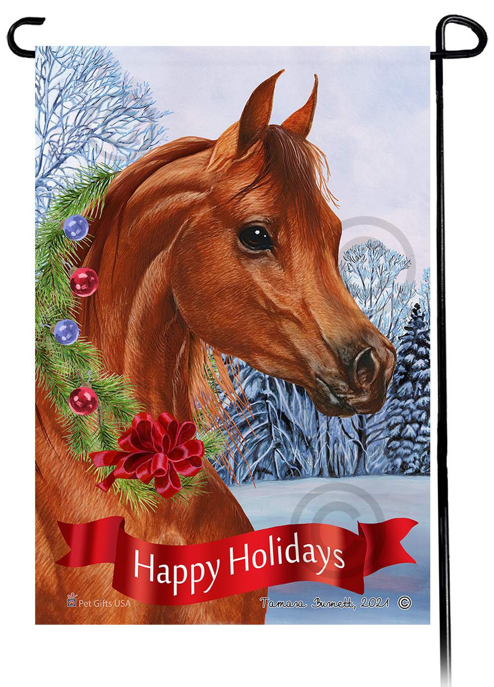 Arabian Horse Sorrel Dear Santa, Define Naughty - Garden Flag image