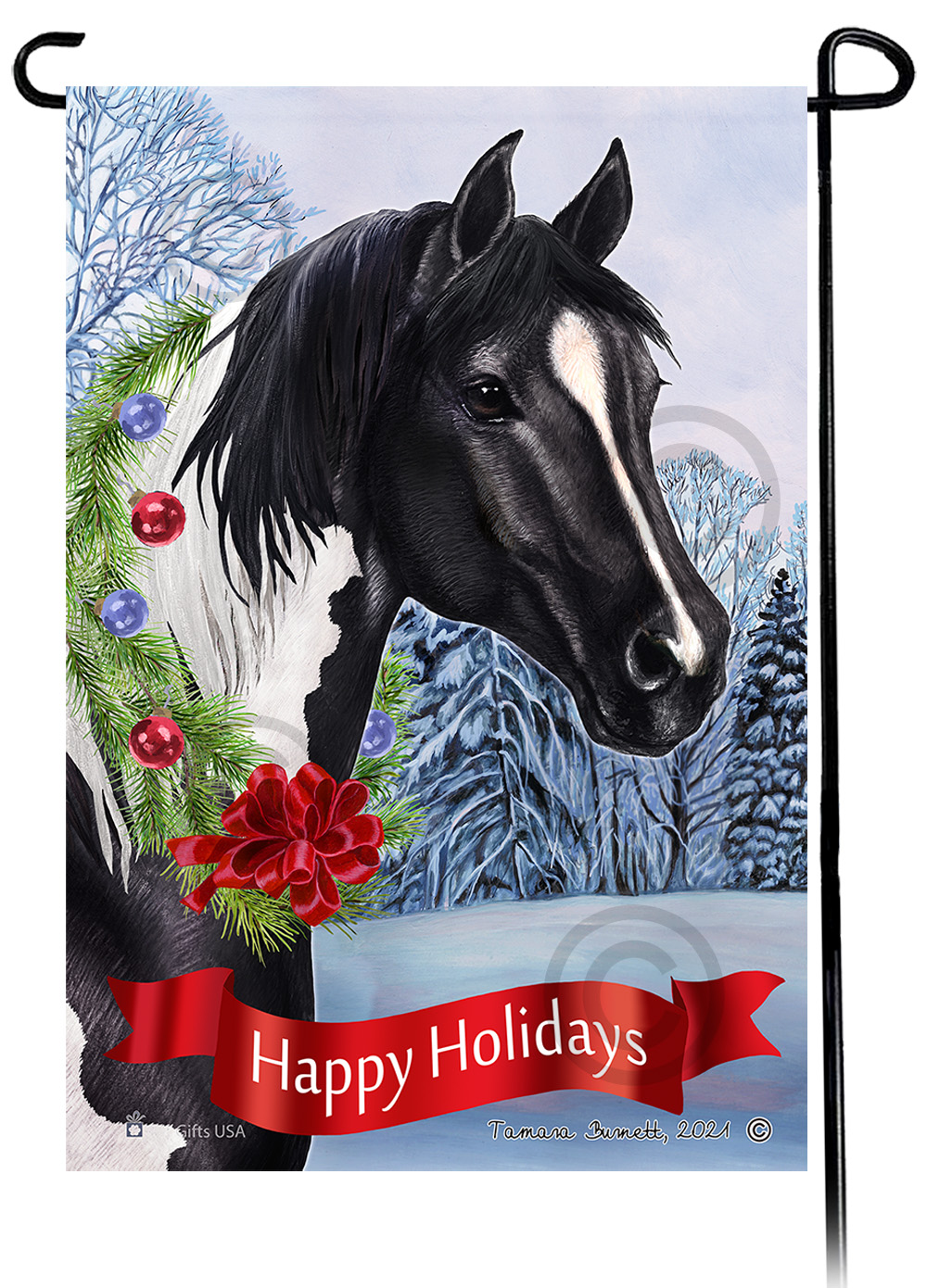 Quarter Horse Black Paint Dear Santa, Define Naughty - Garden Flag image