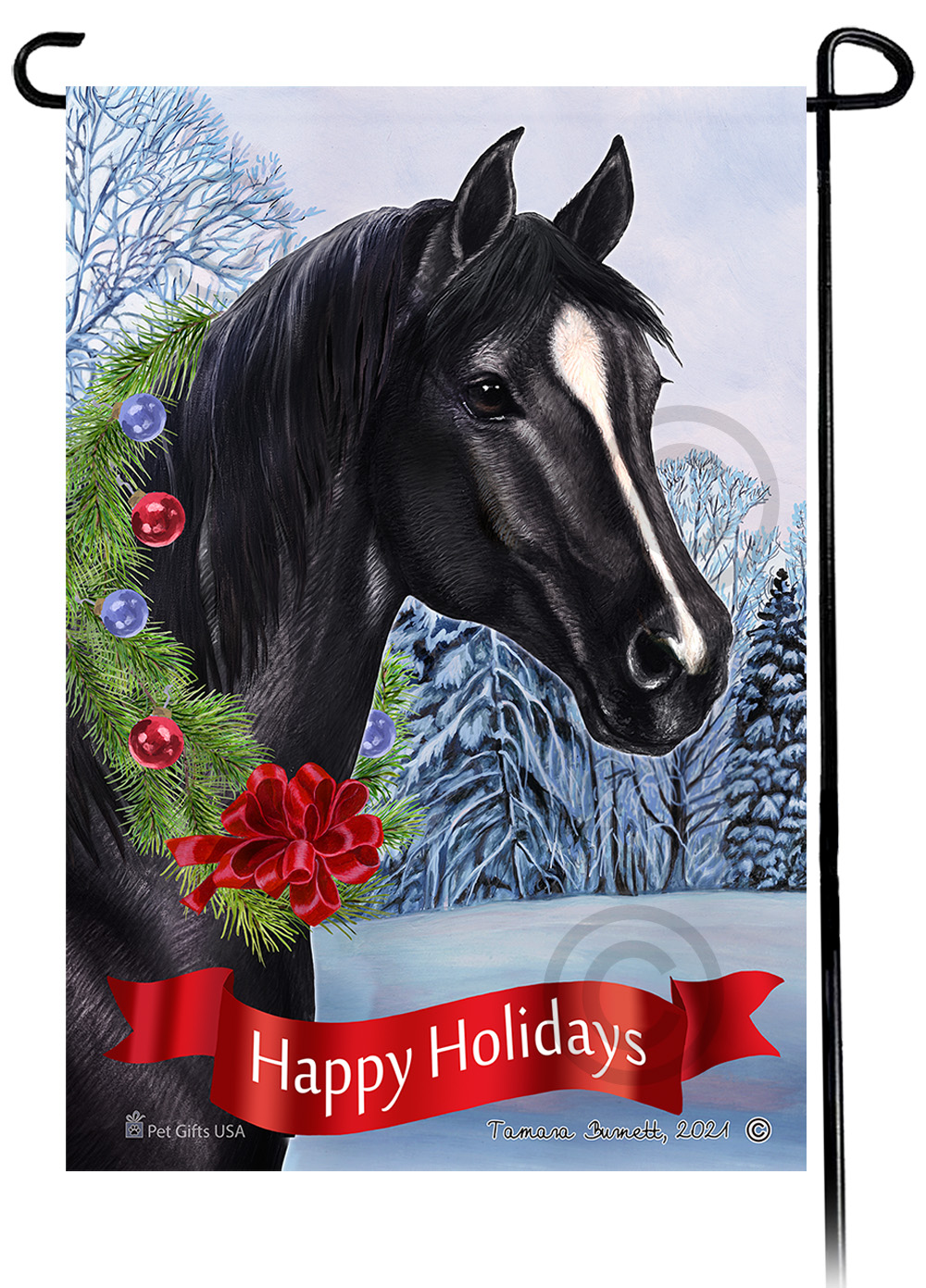 Quarter Horse Black Dear Santa, Define Naughty - Garden Flag image