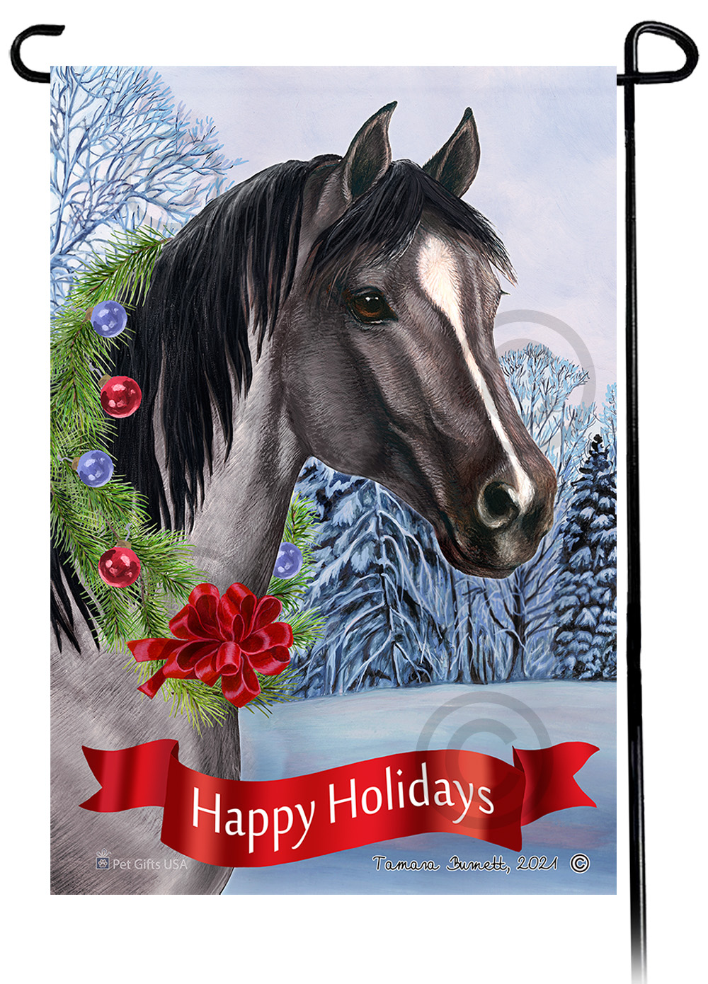 Quarter Horse Blue Roan Dear Santa, Define Naughty - Garden Flag image