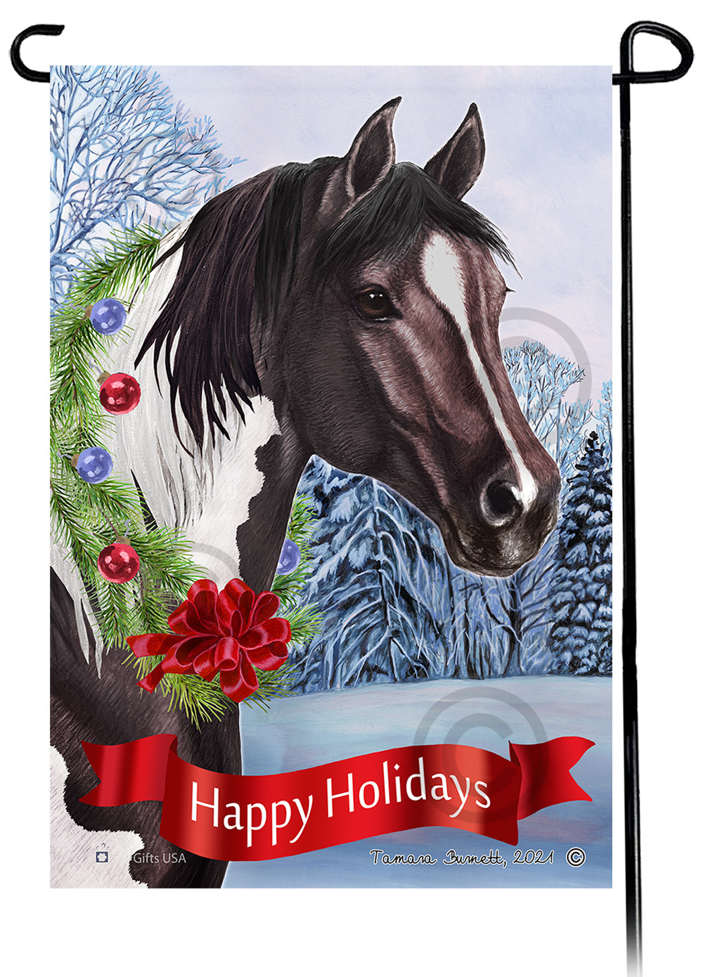 Quarter Horse Brown Paint Dear Santa, Define Naughty - Garden Flag image