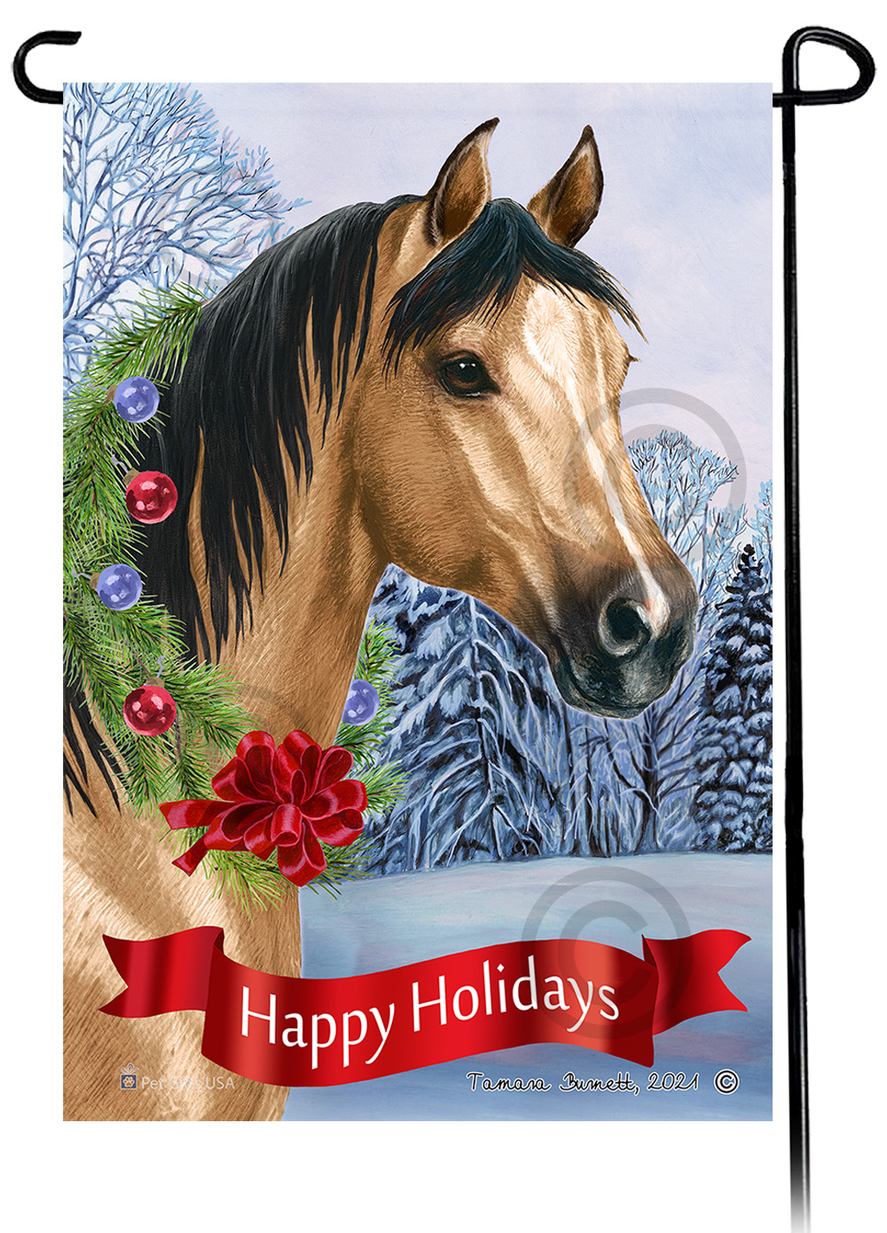 Quarter Horse Buckskin Dear Santa, Define Naughty - Garden Flag image