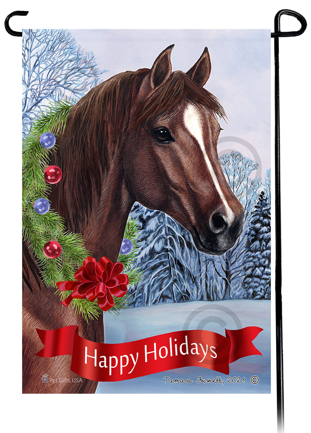 Quarter Horse Chestnut Dear Santa, Define Naughty - Garden Flag image