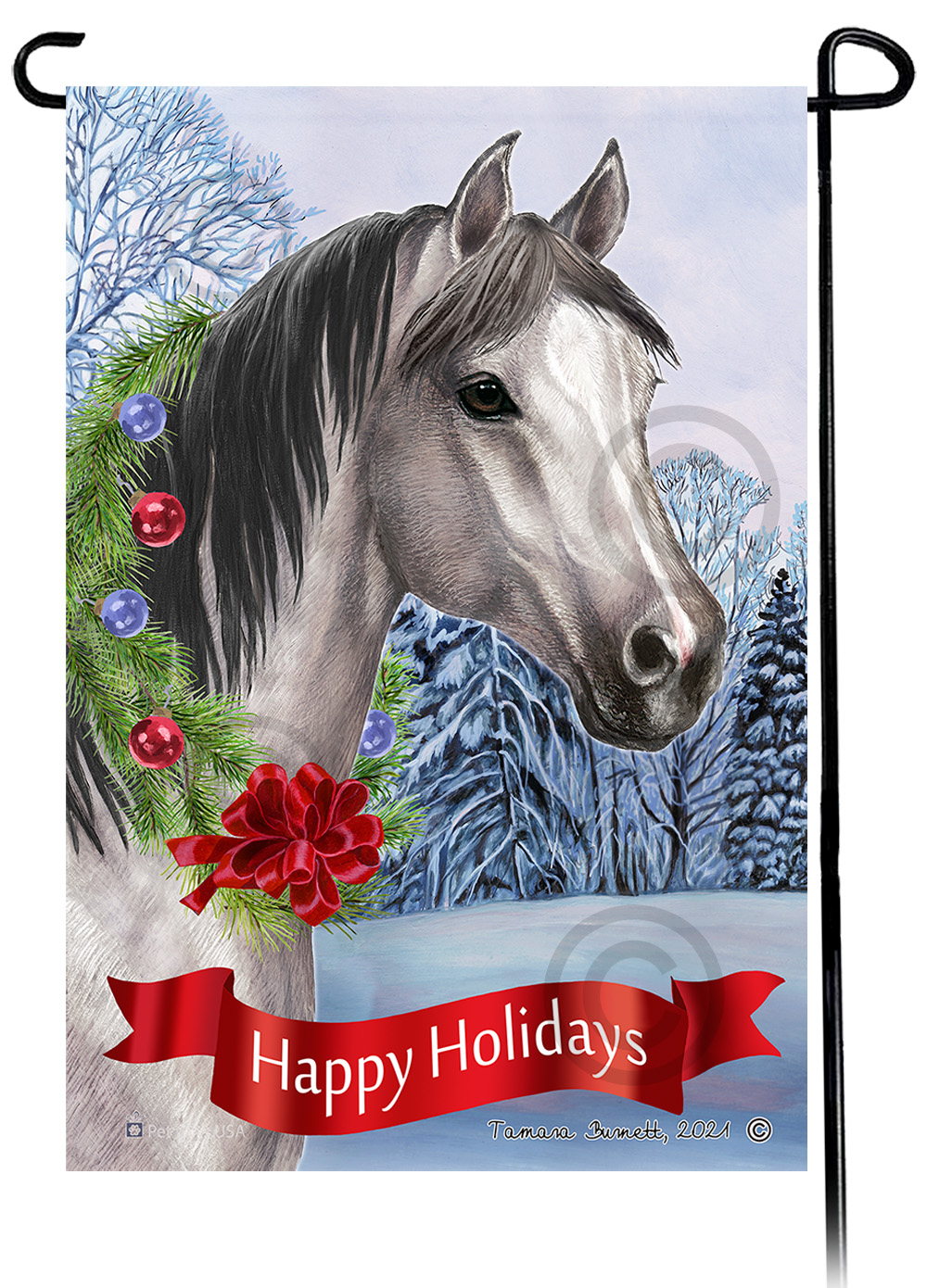 Quarter Horse Grey Dear Santa, Define Naughty - Garden Flag image