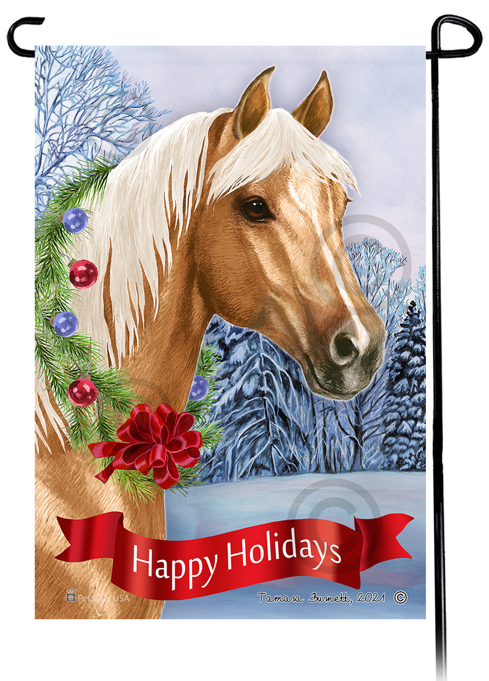 Quarter Horse Palomino Dear Santa, Define Naughty - Garden Flag image