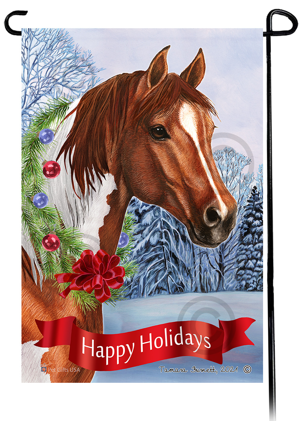 Quarter Horse Sorrel Paint Dear Santa, Define Naughty - Garden Flag image