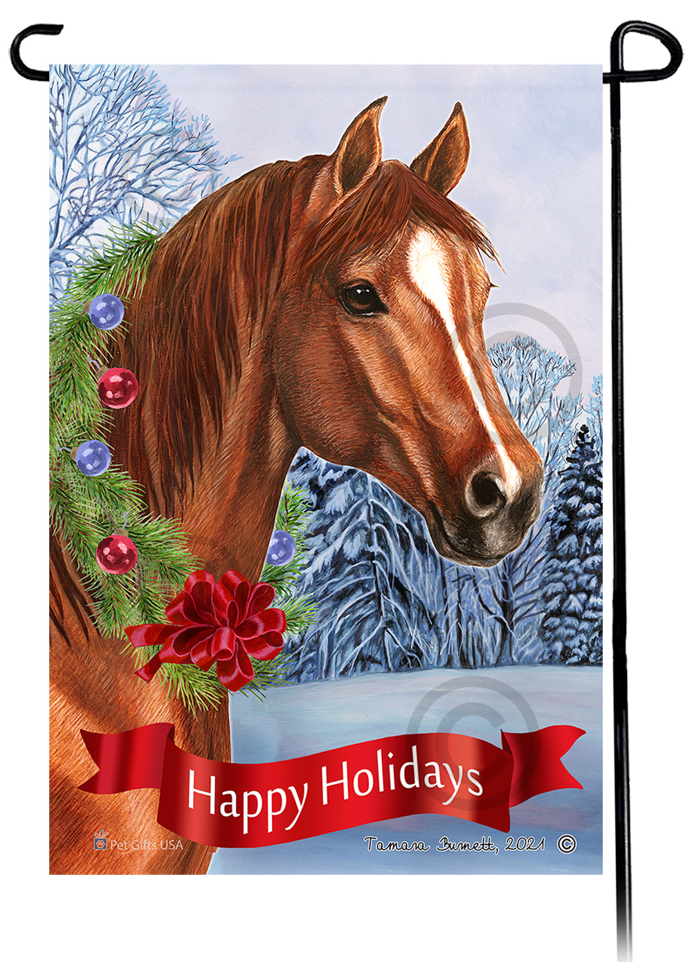 Quarter Horse Sorrel Dear Santa, Define Naughty - Garden Flag image
