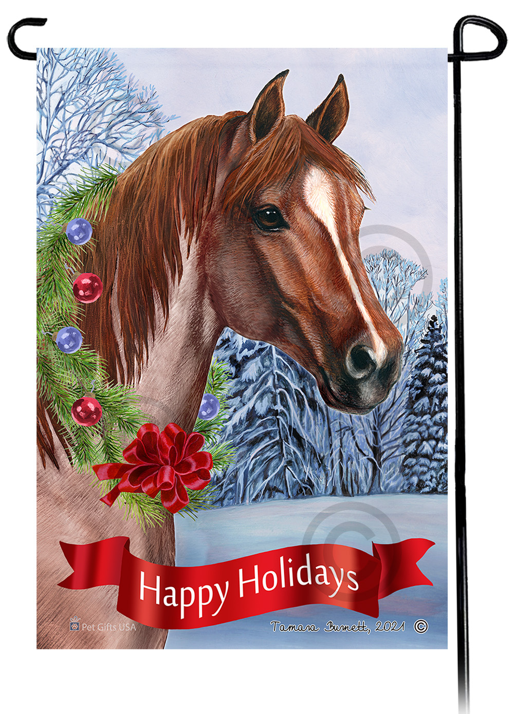 Quarter Horse Strawberry Roan Dear Santa, Define Naughty - Garden Flag image