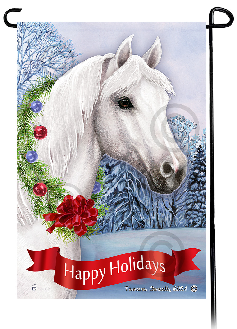 Quarter Horse White Dear Santa, Define Naughty - Garden Flag image