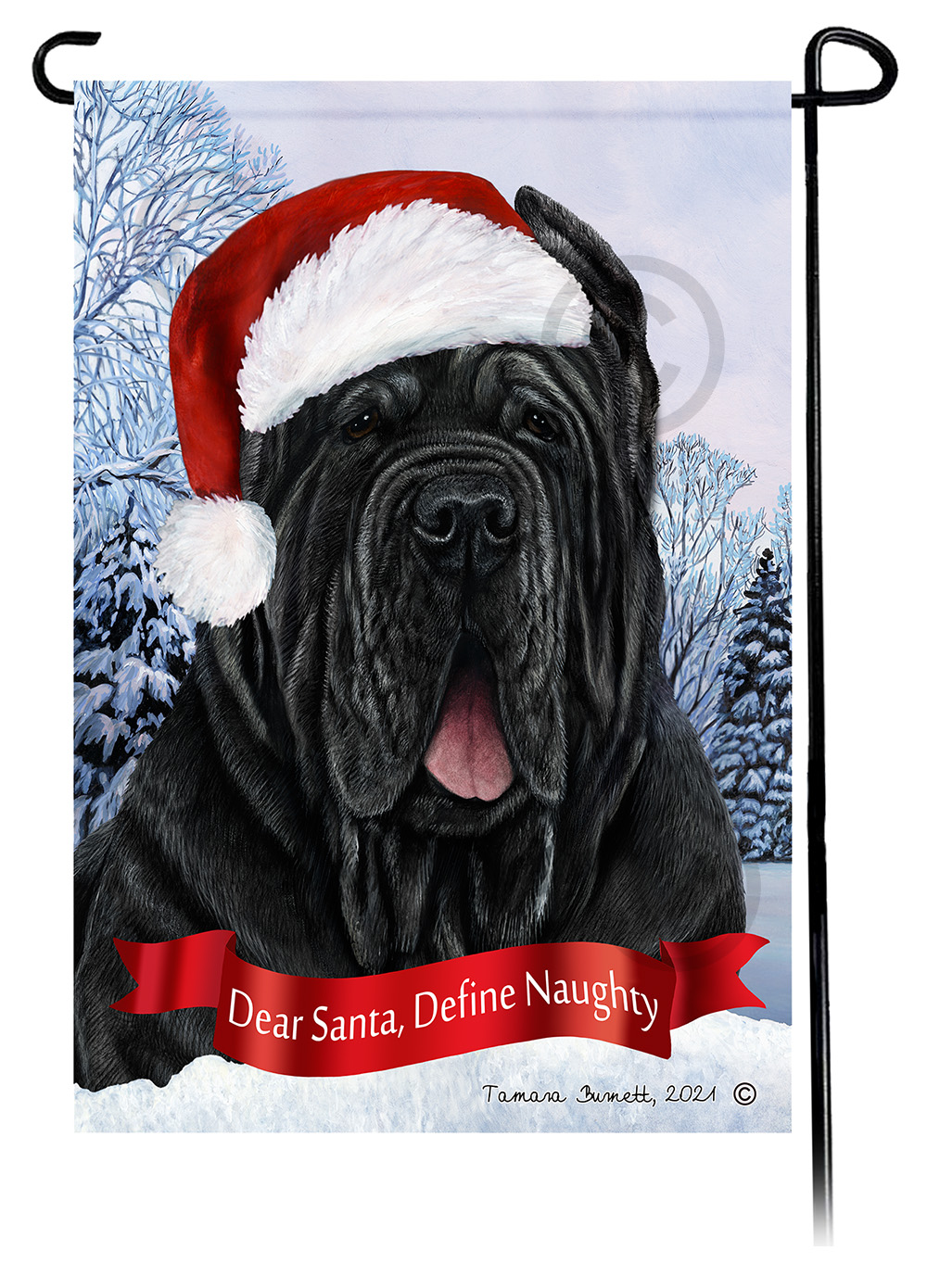 Neo Mastiff Black Cropped Dear Santa, Define Naughty - Garden Flag image