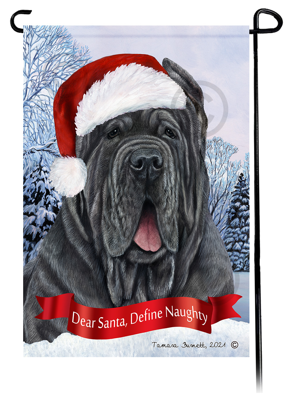 Neo Mastiff Blue Cropped Dear Santa, Define Naughty - Garden Flag image