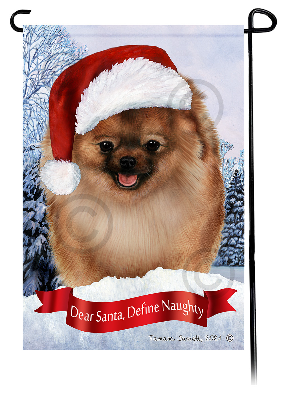 Pomeranian Sable Dear Santa, Define Naughty - Garden Flag Image