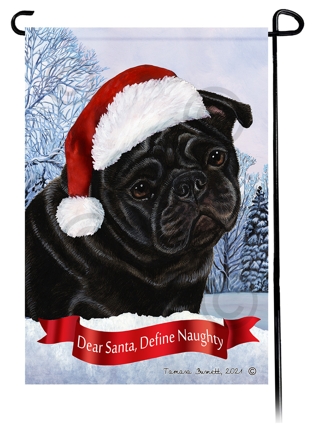 Pug Black Dear Santa, Define Naughty - Garden Flag image