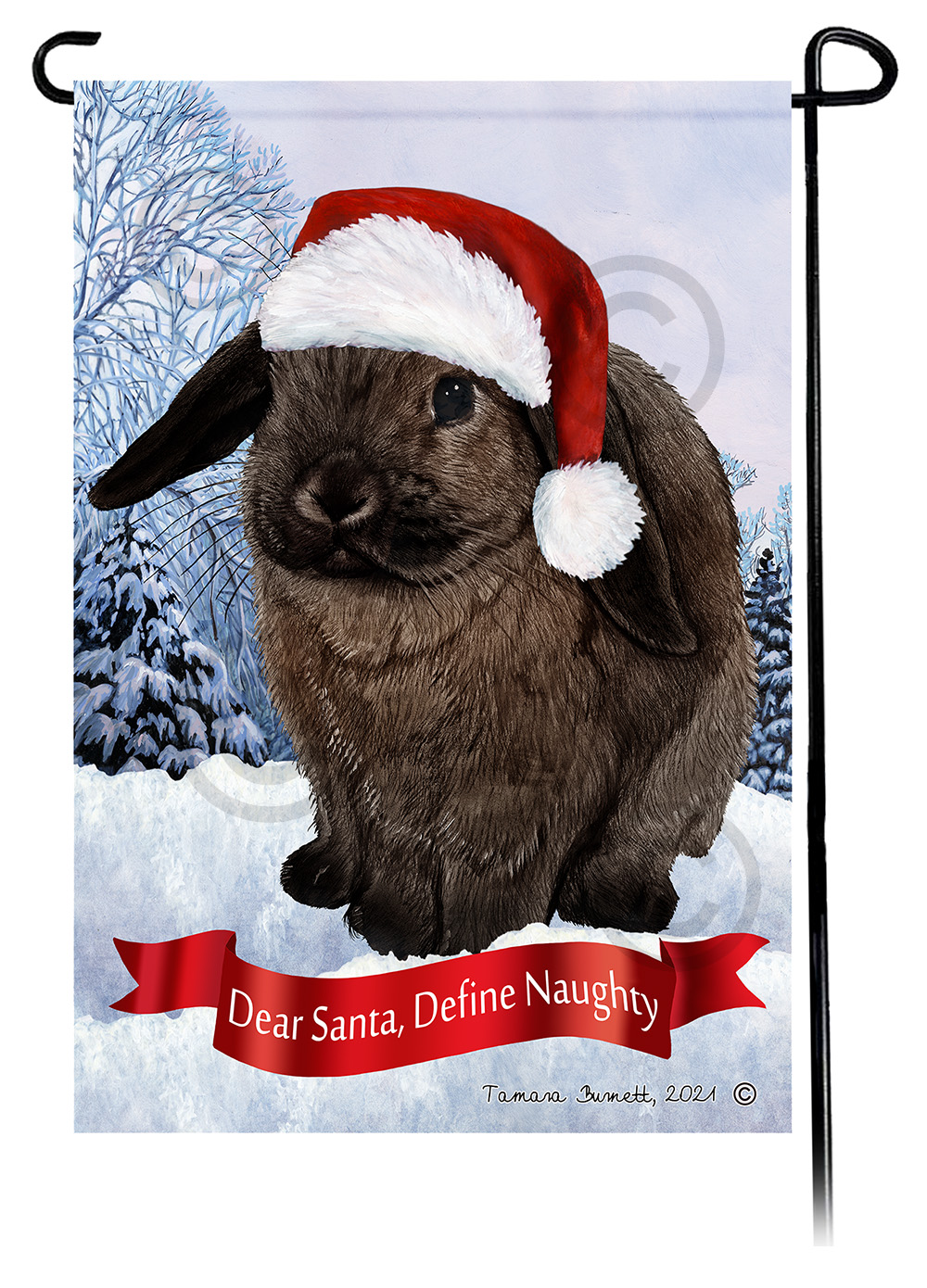 Rabbit Mini Lop Sable Dear Santa, Define Naughty - Garden Flag image