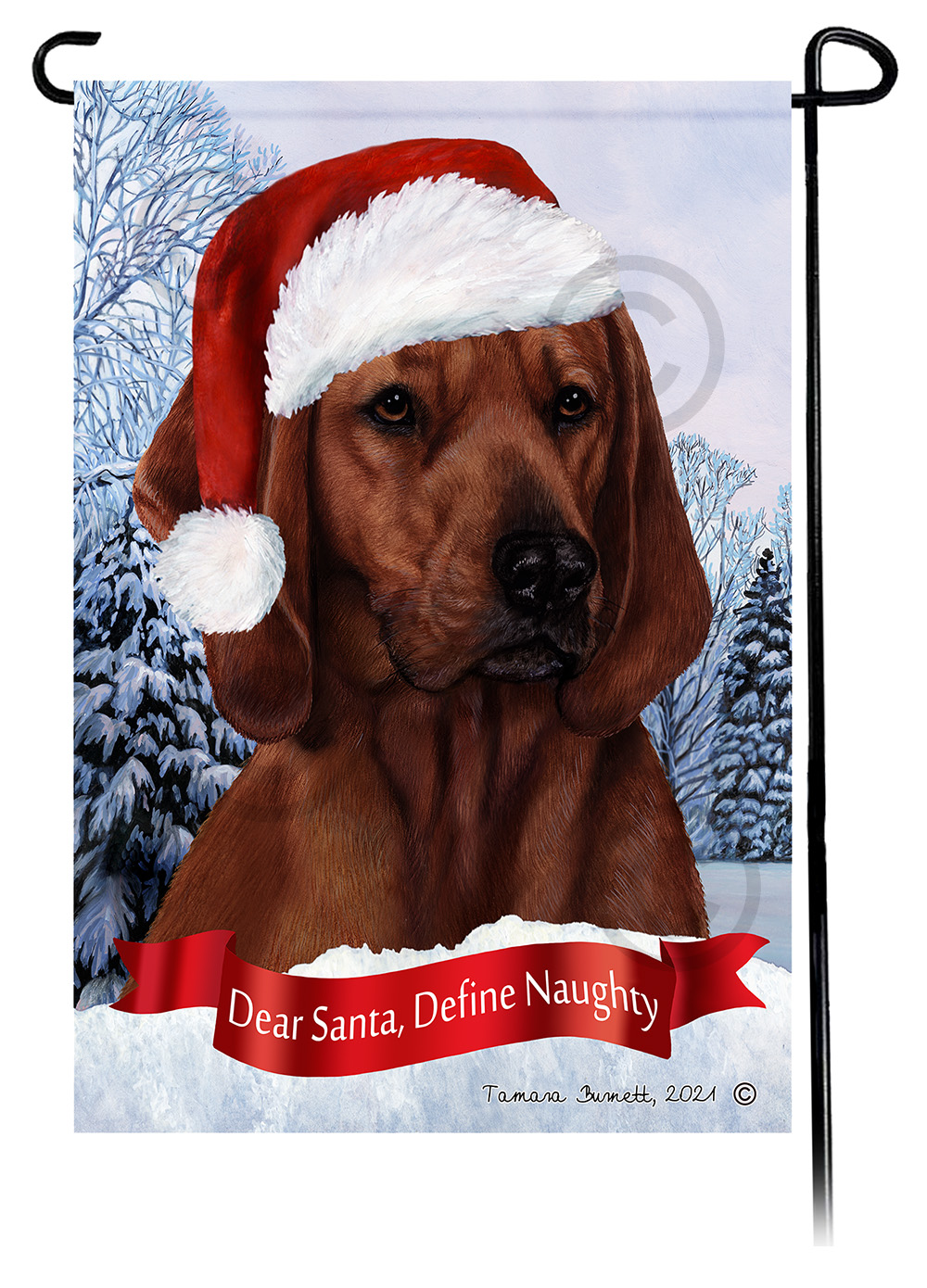 Coonhound Redbone Dear Santa, Define Naughty - Garden Flag image