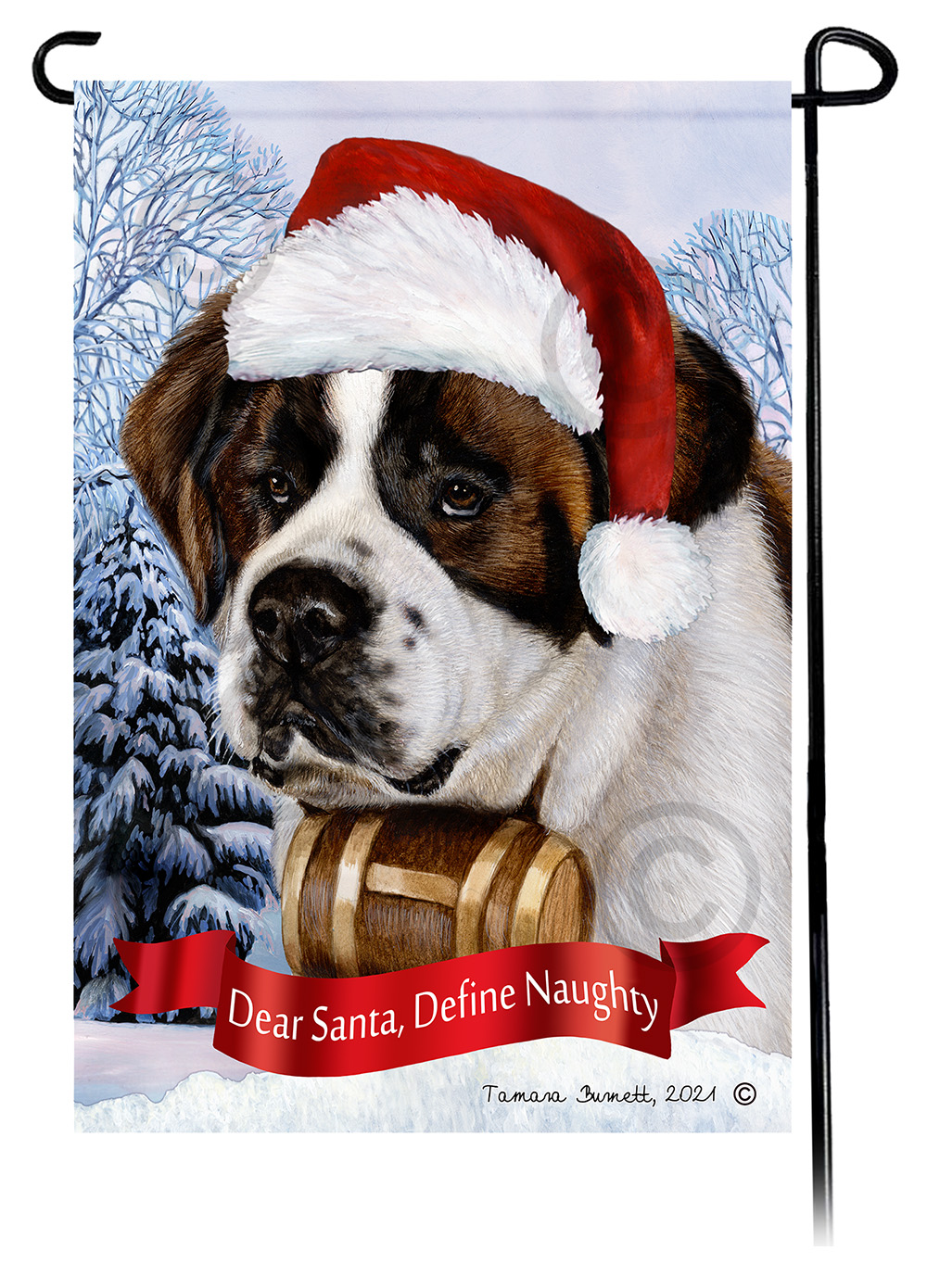 Saint Bernard Dear Santa, Define Naughty - Garden Flag image