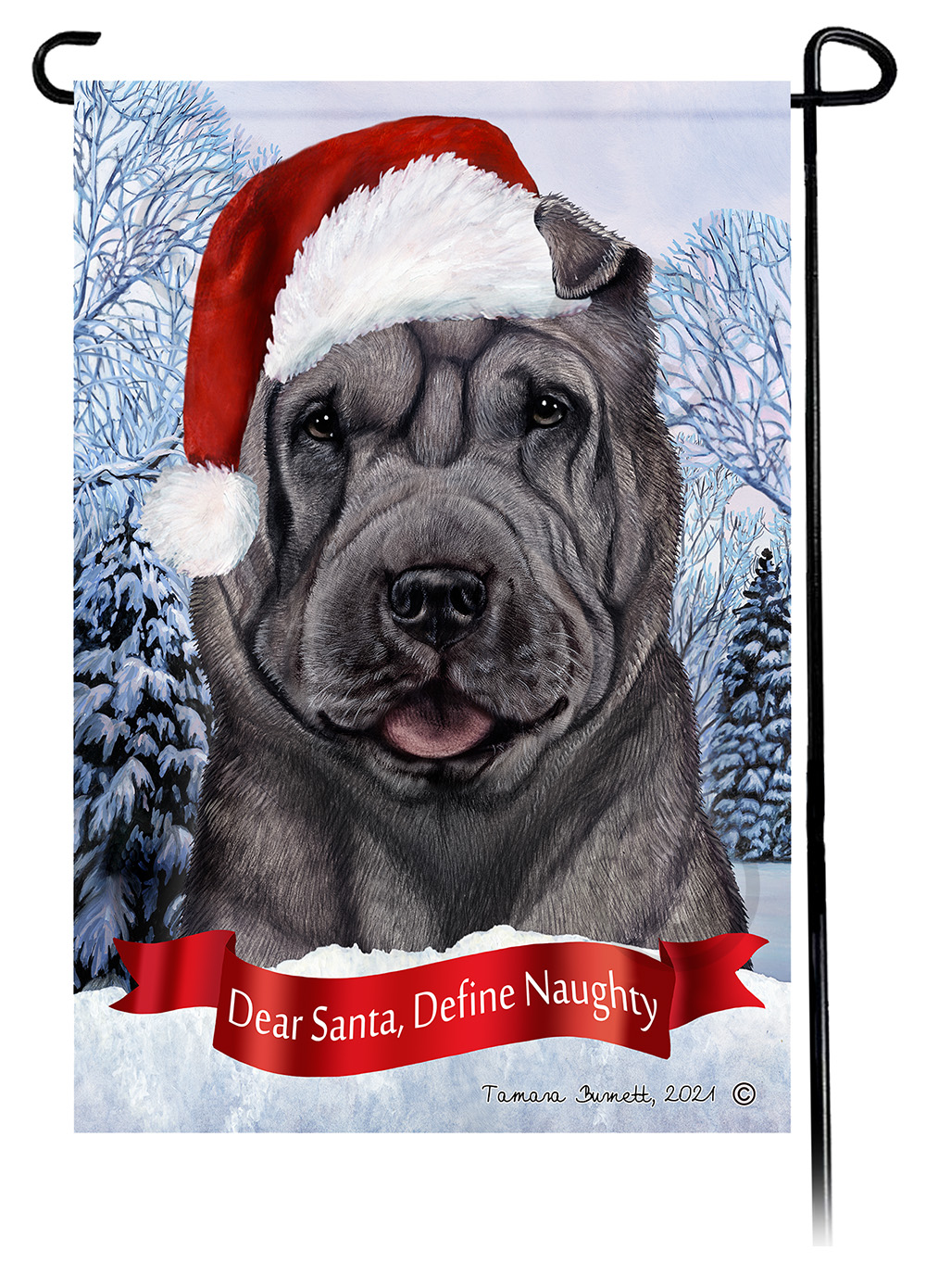 Shar Pei Blue Dear Santa, Define Naughty - Garden Flag image