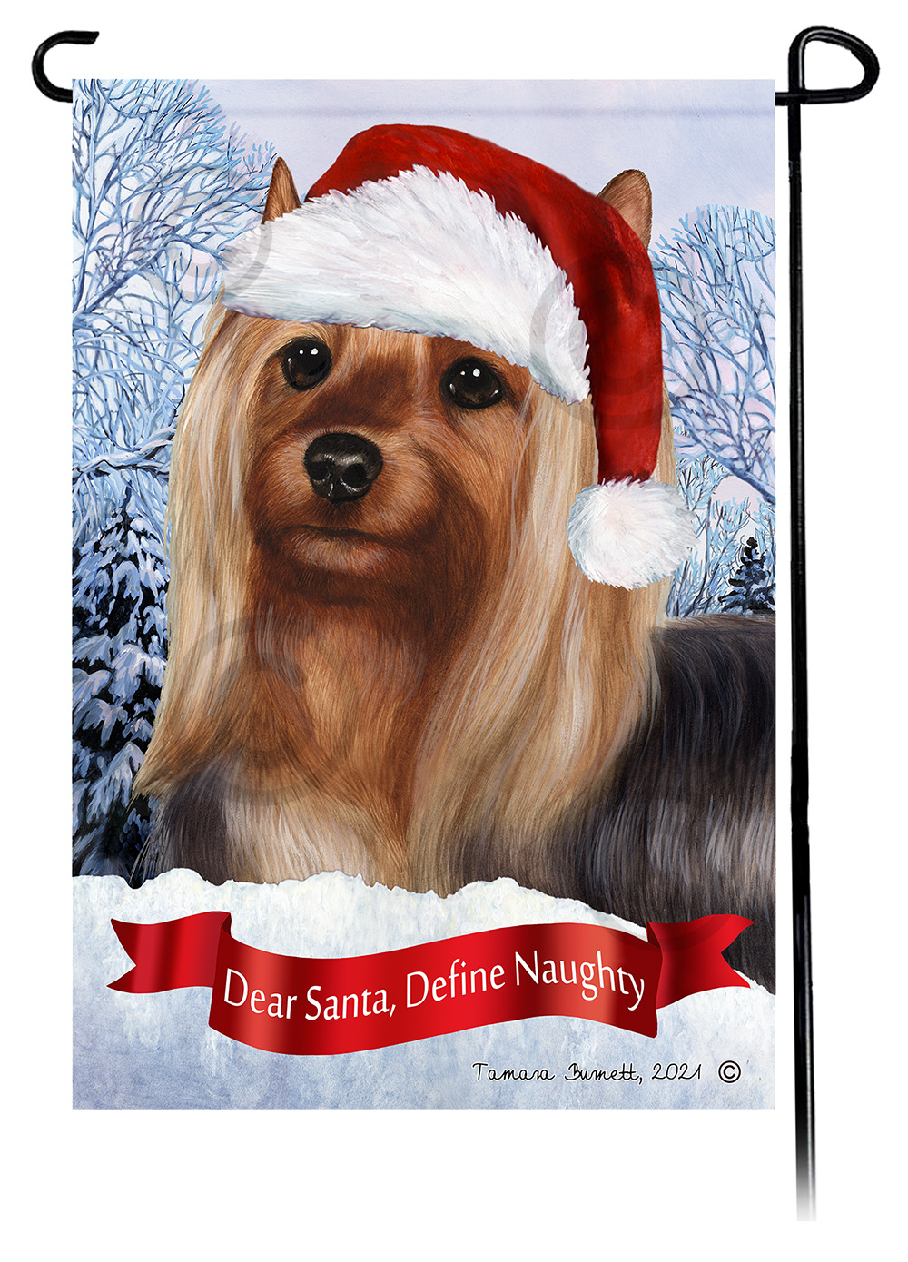 Silky Terrier Dear Santa, Define Naughty - Garden Flag image