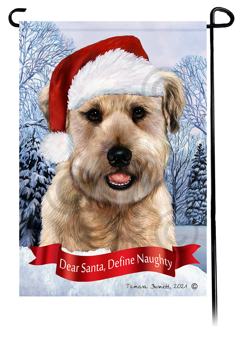 Soft Coated Wheaten Puppy Cut Dear Santa, Define Naughty - Garden Flag image