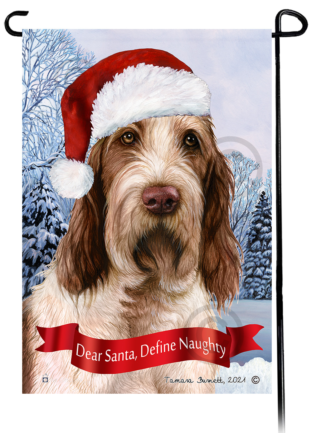 Spinone Italiano Brown and White Dear Santa, Define Naughty - Garden Flag image