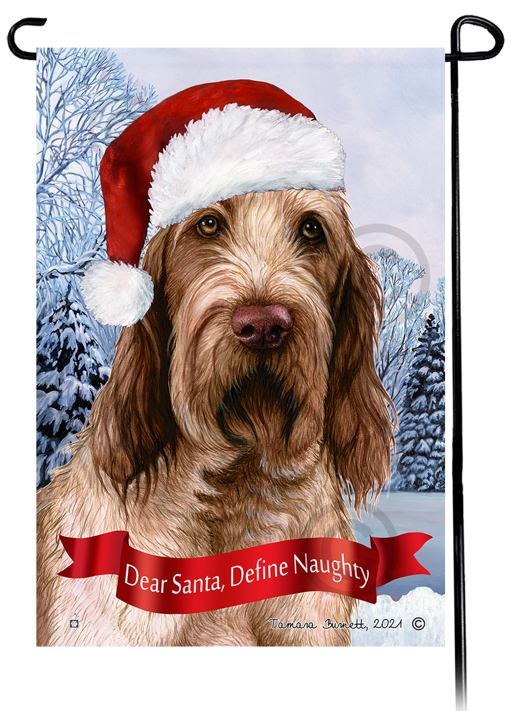 Spinone Italiano Brown Roan Dear Santa, Define Naughty - Garden Flag image