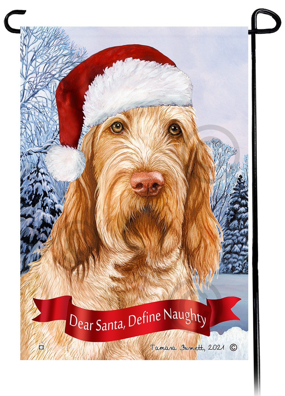 Spinone Italiano Orange Roan Dear Santa, Define Naughty - Garden Flag image