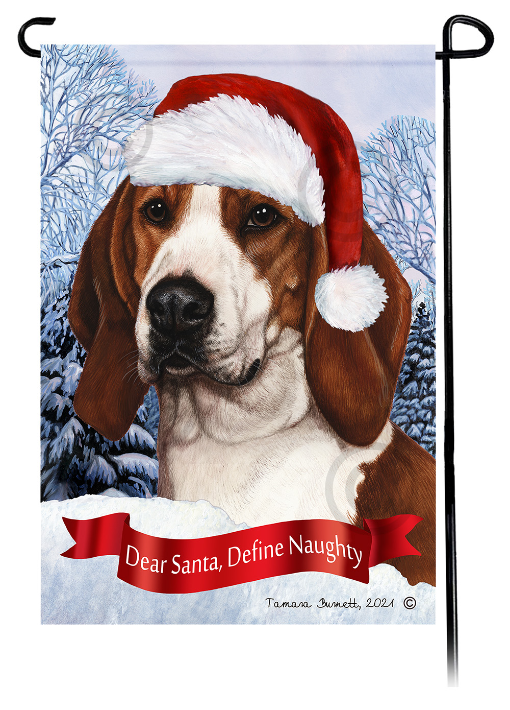 Coonhound Treeing Walker Dear Santa, Define Naughty - Garden Flag image