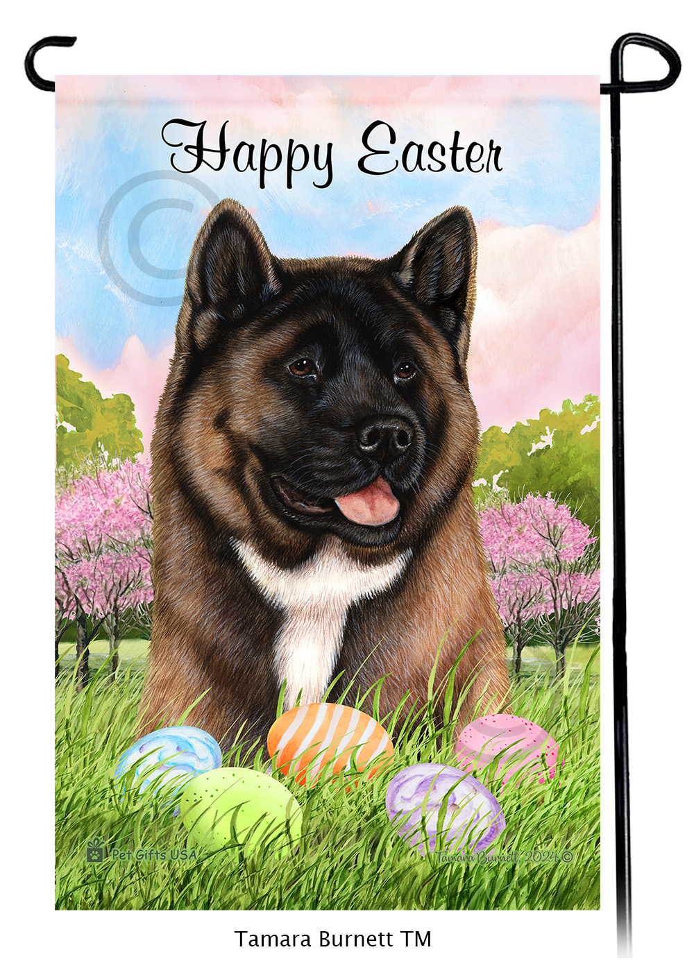 Akita Red Happy Easter Garden Flag image