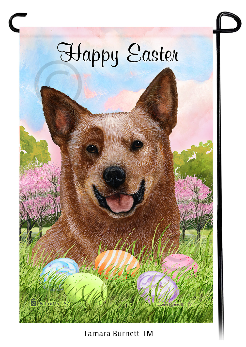 Australian Cattle Dog Red Heeler  Happy Easter Garden Flag image