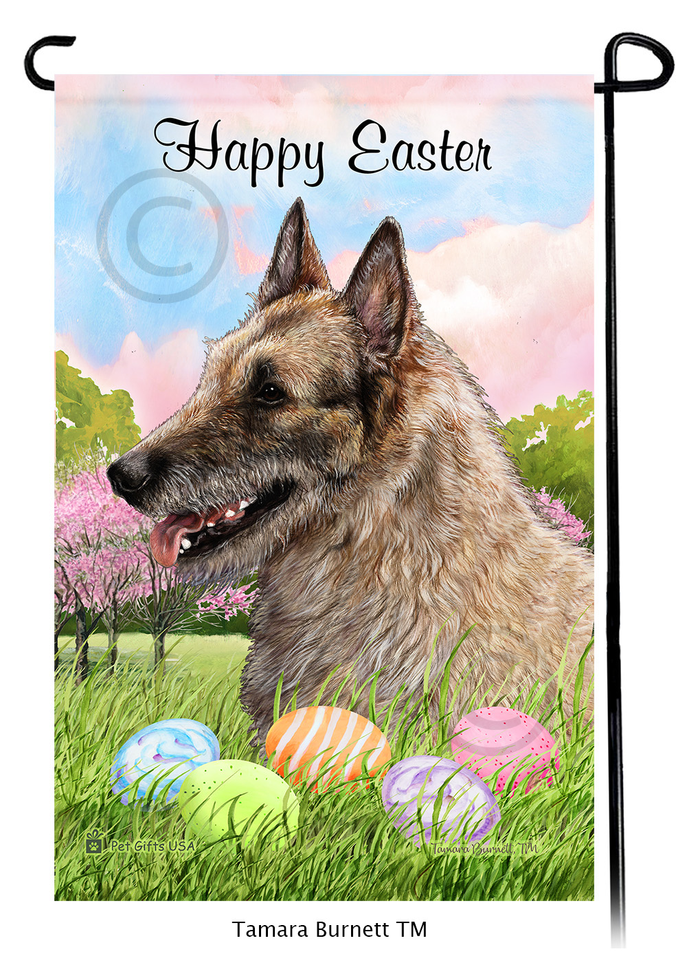 Belgian Laekenois  Happy Easter Garden Flag image