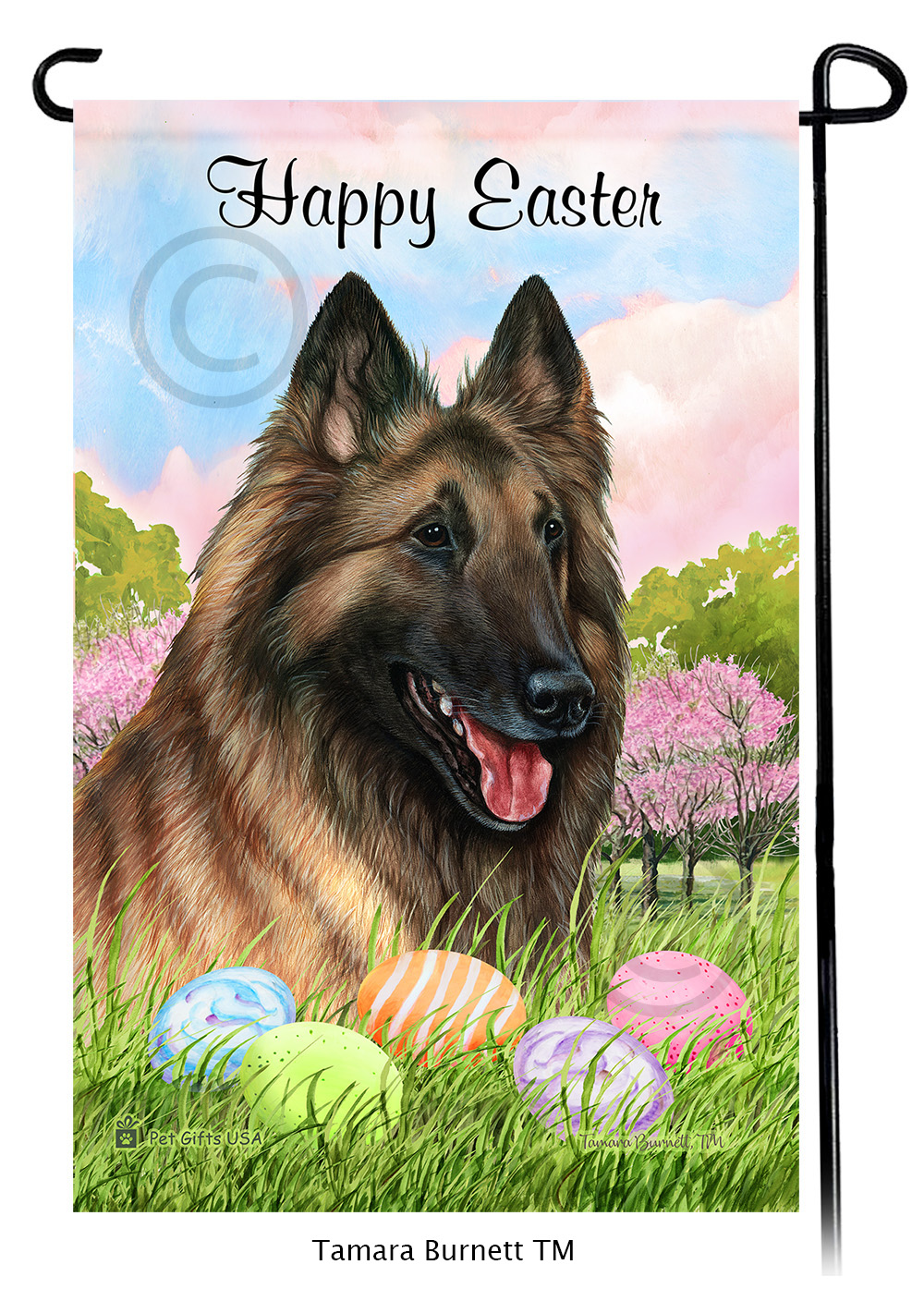 Belgian Tervuren Fawn  Happy Easter Garden Flag image