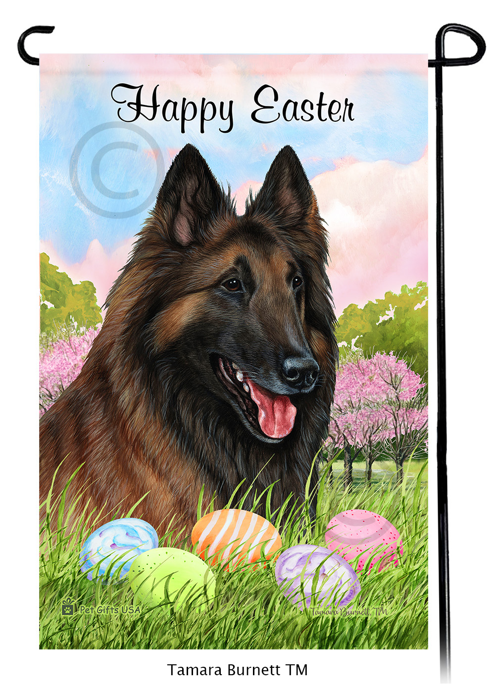 Belgian Tervuren Mahogany  Happy Easter Garden Flag image