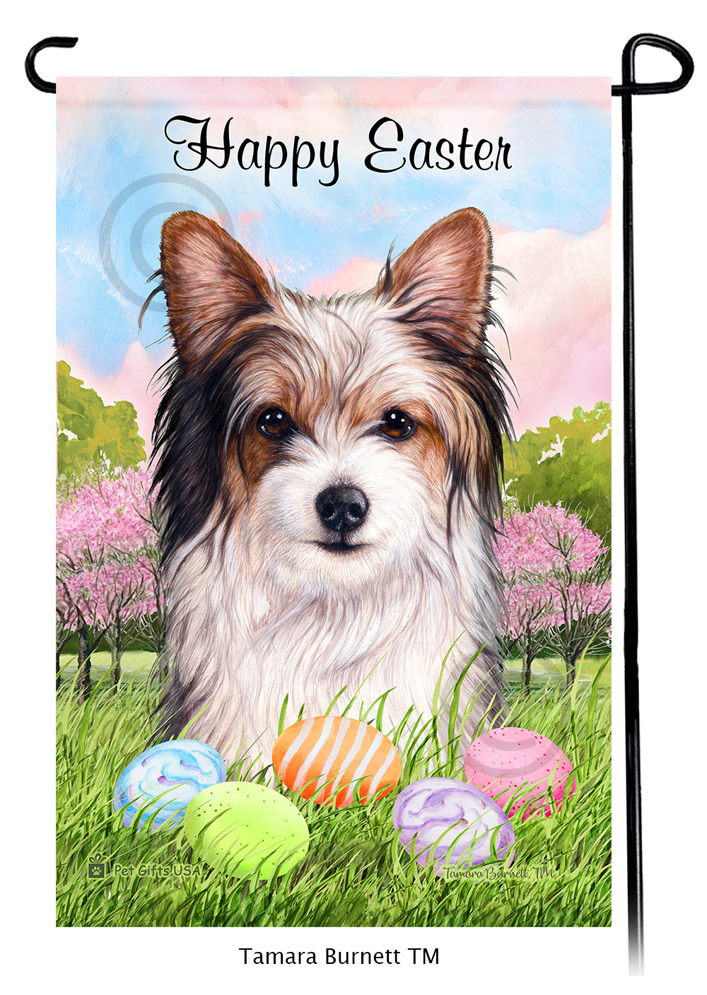 Biewer Terrier Happy Easter Garden Flag image